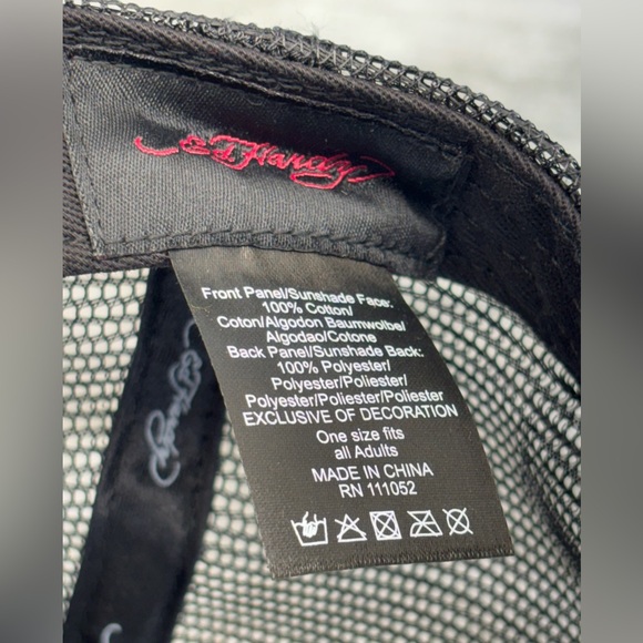 NWT Ed Hardy DEH Mesh Snapback Trucker Hat Cap Skull Dagger Sword Black OSHA - Picture 16 of 16